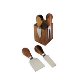 Acacia Wood Block w/4 Cheese Tools