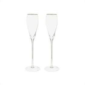 Gold Rim Tapered Champagne Flutes, Pair