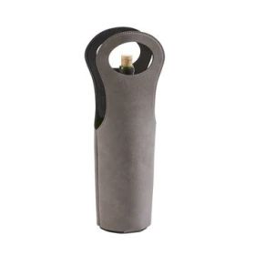 Leatherette Wine Holder, Grey 14.5" H