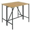 GO 5-Piece Outdoor Patio Wicker Bar Set, Garden PE Rattan Wicker Dining Table, Square Stool Set, Foldable Tabletop, Acacia Wood Tabletop, High-Dining