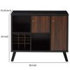 Wooden Wine Bar Storage Cabinet with 2 door cabinet and Storage Cubes, Black And Brown