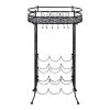 Wine Rack with Glass Holder for 9 Bottles Metal