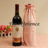 3Pcs Pink Burlap Wine Bags with Drawstring Wine Bottle Gift Bags for Festival Wedding Dinner Party