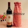 3Pcs Burlap Wine Bags with Drawstring Wine Bottle Gift Bags for Festival Wedding Dinner Party, Red