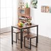 Simple Wood Grain 75cm High Three-Piece Dining Table And Chair [90 x 60 x 75cm] Light Walnut Color RT