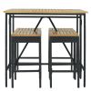 GO 5-Piece Outdoor Patio Wicker Bar Set, Garden PE Rattan Wicker Dining Table, Square Stool Set, Foldable Tabletop, Acacia Wood Tabletop, High-Dining