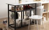 TOPMAX Multifunctional Counter Height Kitchen Dining Room Prep Table Kitchen Island, Kitchen Rack with Large Worktop, Console Side Table for Living Ro