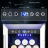 Built-in and Freestanding 15" Mini Beverage Refrigerator/Wine Cabinet, 120 Cans, 34-65°F, Quiet, Adjustable Shelves, LED Lighting, ETL , Touch Control