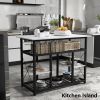 TOPMAX Multifunctional Counter Height Kitchen Dining Room Prep Table Kitchen Island, Kitchen Rack with Large Worktop, Console Side Table for Living Ro