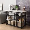 TOPMAX Multifunctional Counter Height Kitchen Dining Room Prep Table Kitchen Island, Kitchen Rack with Large Worktop, Console Side Table for Living Ro