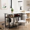 TOPMAX Multifunctional Counter Height Kitchen Dining Room Prep Table Kitchen Island, Kitchen Rack with Large Worktop, Console Side Table for Living Ro