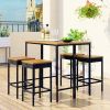 GO 5-Piece Outdoor Patio Wicker Bar Set, Garden PE Rattan Wicker Dining Table, Square Stool Set, Foldable Tabletop, Acacia Wood Tabletop, High-Dining