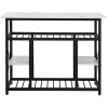 TOPMAX Multifunctional Counter Height Kitchen Dining Room Prep Table Kitchen Island, Kitchen Rack with Large Worktop, Console Side Table for Living Ro