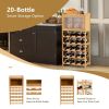 Fashion 20-Bottle Bamboo Wine Rack Cabinet Freestanding Display Shelf w/ Glass Hanger