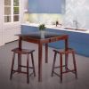 Perrone 3-Pc High Drop Leaf Table with Saddle Seat Counter Stools; Walnut