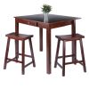 Perrone 3-Pc High Drop Leaf Table with Saddle Seat Counter Stools; Walnut