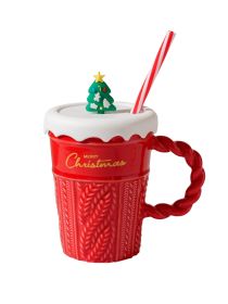 Creative Christmas Tree Ceramic Water Cup (Option: Sweater Christmas Cup Red-400ML)