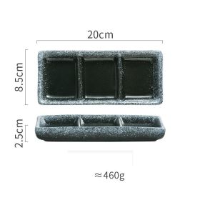 Japanese Three Grid Seasoning Dish With Dipping Material Ceramic Dish (Option: Twelfth lunar month)