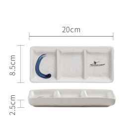 Japanese Three Grid Seasoning Dish With Dipping Material Ceramic Dish (Option: River snow)