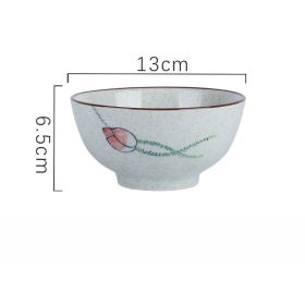 Household Underglaze Hand Painted Ceramic Rice Bowl (Option: Lotus-5inches)