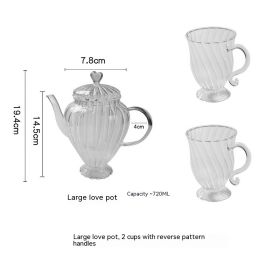 Classical British Glass Striped Heat-resistant Goblet Microwave Oven Available Tea Cup Afternoon Tea Explosion-proof Love Pot (Option: Large Love Pot 2 Cups-Conventional)