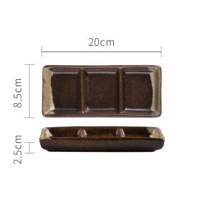 Japanese Three Grid Seasoning Dish With Dipping Material Ceramic Dish (Option: Fate)
