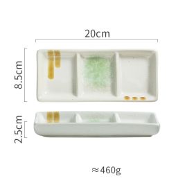 Japanese Three Grid Seasoning Dish With Dipping Material Ceramic Dish (Option: Beginning of spring)