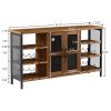Industrial Wine Bar Cabinet with Liquor Storage, Sideboard featuring Wine Racks & Stemware Holder (55.12''w x 13.78''d x 30.31''h)